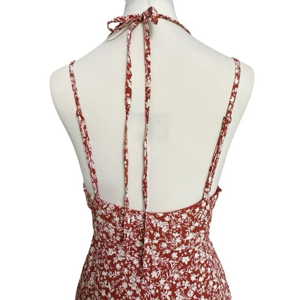 HYFVE HYFVE HYFVE Double Strap Floral Backless Dress Women's Medium‎ Rust NEW - Picture 5 of 16